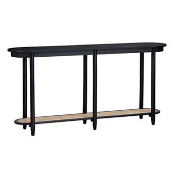 Crestview Collection 64 in Black Solid Wood Accent Console Sofa Table