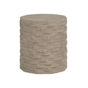 Crestview Collection Round Tan Solid Wood Accent End Table