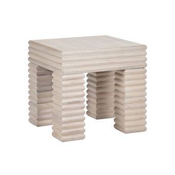 Crestview Collection Square Cream Solid Wood Accent End Table