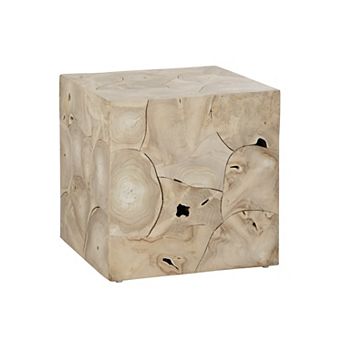 Crestview Collection Square Tan Solid Wood Accent End Table