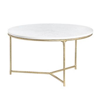 Crestview Collection Round Marble Coffee Table with Gold Base