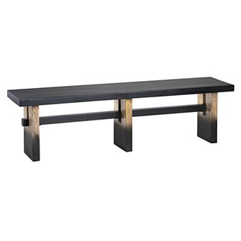 Crestview Collection 65-Inch Solid Wood Accent Bench with Iron Cross Bar