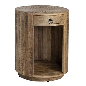 Crestview Collection Round Solid Wood Accent Table with Drawer