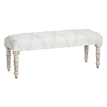 Crestview Collection 46-Inch Upholstered Accent Bench with Solid Wood Frame