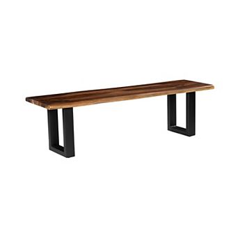 Crestview Collection 64-Inch Solid Wood Accent Bench with Metal Frame