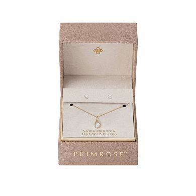 PRIMROSE Cubic Zirconia Infinity Pendant Necklace & Stud Earrings Set