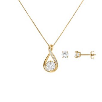PRIMROSE Cubic Zirconia Infinity Pendant Necklace & Stud Earrings Set