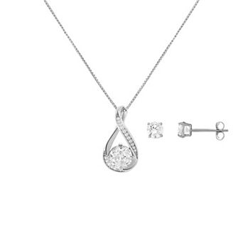 PRIMROSE Cubic Zirconia Infinity Pendant Necklace & Stud Earrings Set