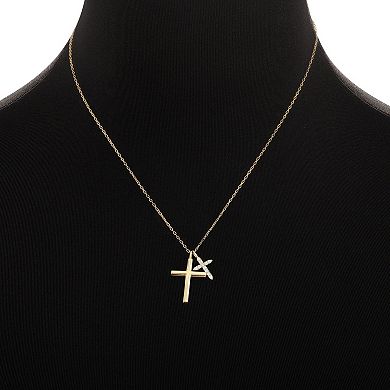 PRIMROSE Cubic Zirconia Double Cross Pendant Necklace & Stud Earrings Set