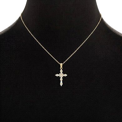 PRIMROSE Cubic Zirconia Cross Pendant Necklace & Round Stud Earrings Set