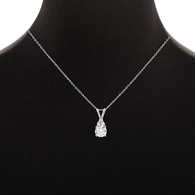 PRIMROSE Fine Silver Plated Cubic Zirconia Teardrop Pendant Necklace & Stud Earrings Set