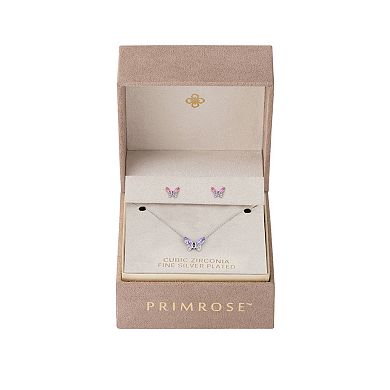 PRIMROSE Cubic Zirconia Butterfly Pendant Necklace & Stud Earrigns Set