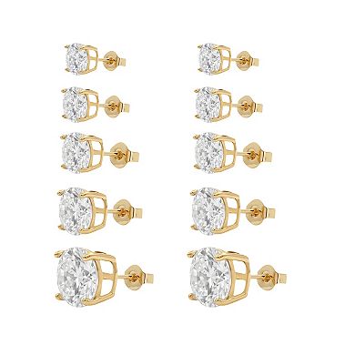 PRIMROSE 5-Pair Cubic Zirconia Round Stud Earring Set