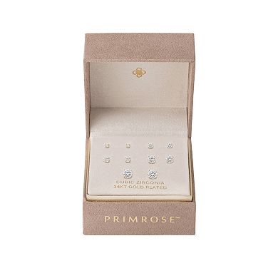 PRIMROSE 5-Pair Cubic Zirconia Round Stud Earring Set