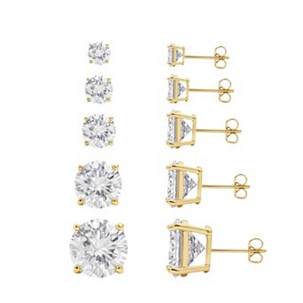 PRIMROSE 5-Pair Cubic Zirconia Round Stud Earring Set