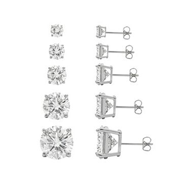 PRIMROSE 5-Pair Cubic Zirconia Round Stud Earring Set