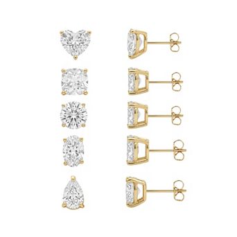PRIMROSE 5-Pair Cubic Zirconia Multi-Shape Stud Earring Set