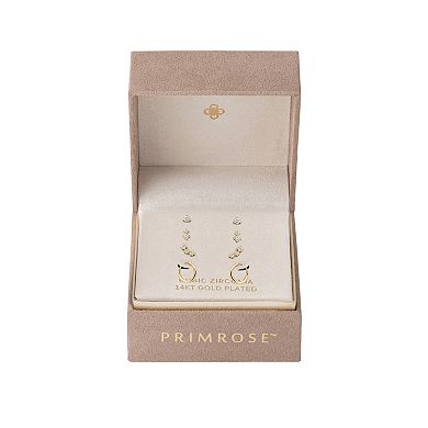 PRIMROSE 4-Pair Cubic Zirconia Stud & Hoop Earrings Set