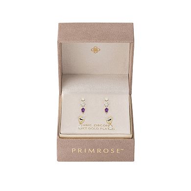 PRIMROSE 4-Pair Cubic Zirconia Stud & Hoop Earrings Set
