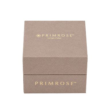 PRIMROSE 4-Pair Fine Silver-Plated Cubic Zirconia Stud & Hoop Earrings Quad Set