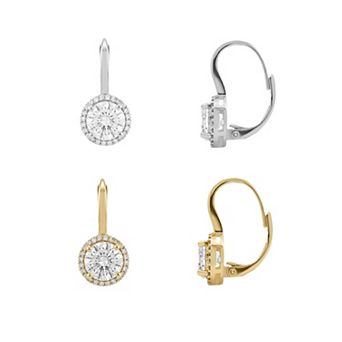 PRIMROSE Cubic Zirconia Halo Leverback Earrings Duo Set