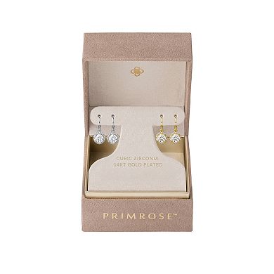 PRIMROSE Cubic Zirconia Halo Leverback Earrings Duo Set
