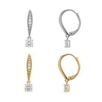 PRIMROSE Cubic Zirconia Square Drop Earrings Duo Set