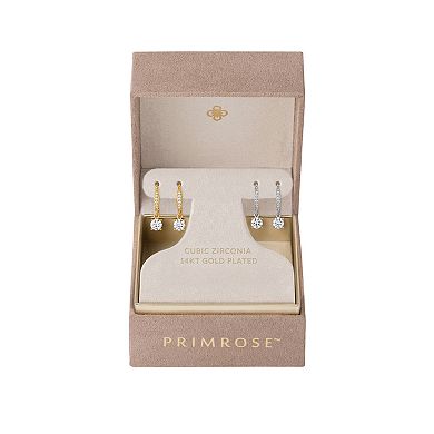 PRIMROSE Cubic Zirconia Square Drop Earrings Duo Set