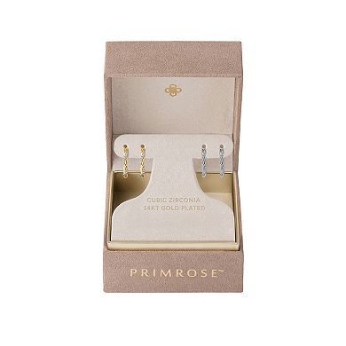 PRIMROSE Cubic Zirconia Twisted Hoop Earrings Duo Set