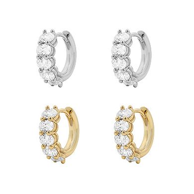PRIMROSE Cubic Zirconia Hoop Earrings Duo Set