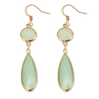 Genuine Green Aventurine Goldtone Drop Earrings