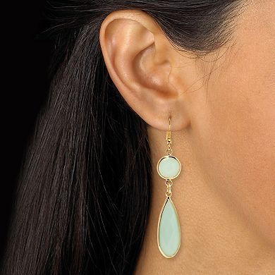 Genuine Green Aventurine Goldtone Drop Earrings