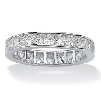 5.29 TCW Cubic Zirconia Platinum-plated Silver Channel-Set Eternity Band