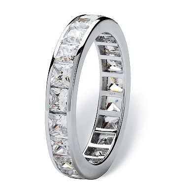 5.29 TCW Cubic Zirconia Platinum-plated Silver Channel-Set Eternity Band