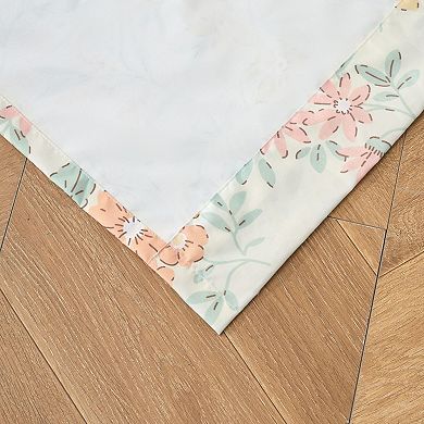 Loso 2 Panel Curtain Set, Microfiber, Soft White Green Floral Pattern