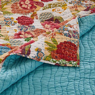 Lewi Throw Blanket, 50x60, Floral Pattern Bright Multicolored Cotton