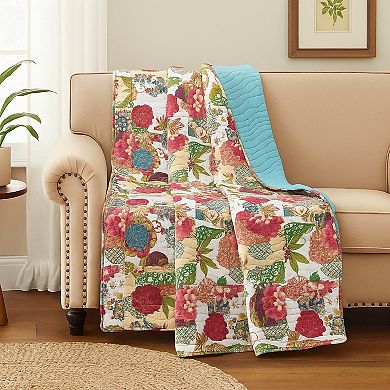 Lewi Throw Blanket, 50x60, Floral Pattern Bright Multicolored Cotton