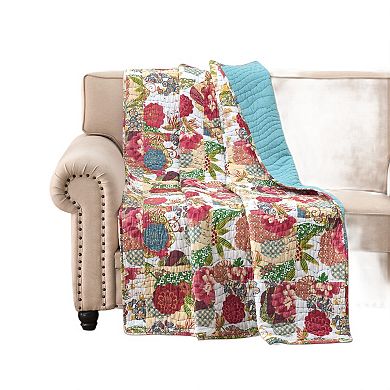 Lewi Throw Blanket, 50x60, Floral Pattern Bright Multicolored Cotton