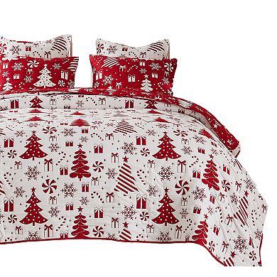 Daru 3 Piece Quilt Set, Polyester, Christmas Theme