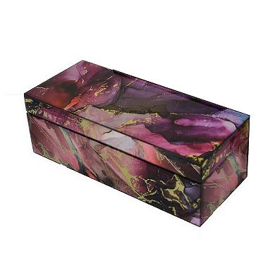 Dory Decorative Box Set of 2, Faux Agate Stone Accent Glass