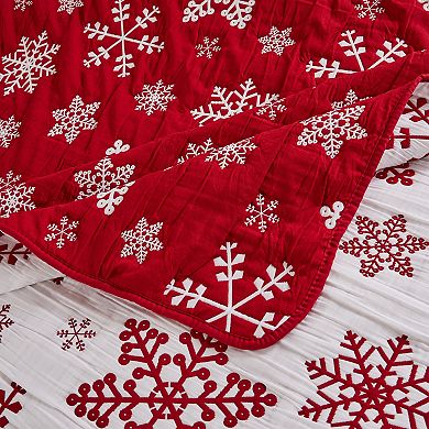 Flok 3 Piece Quilt Set, Polyester, Snowflake Theme
