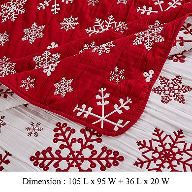 Flok 3 Piece Quilt Set, Polyester, Snowflake Theme