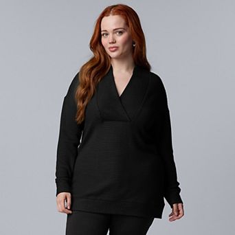 Plus Size Simply Vera Vera Wang Ottoman Shawl Neck Sweatshirt