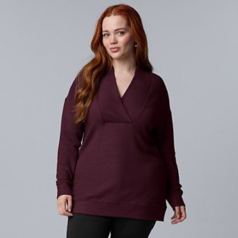 Plus Size Simply Vera Vera Wang Ottoman Shawl Neck Sweatshirt