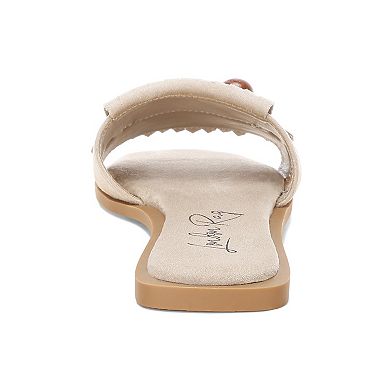London Rag Dinasa Women's Slip-On Fringed Slide Sandals