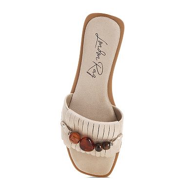 London Rag Dinasa Women's Slip-On Fringed Slide Sandals