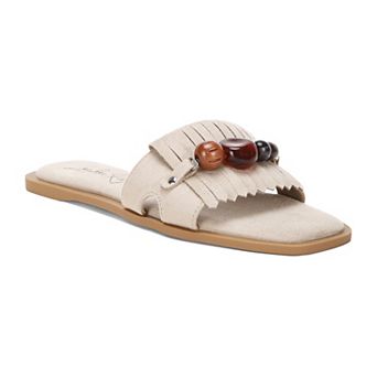 London Rag Dinasa Women's Slip-On Fringed Slide Sandals
