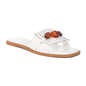 London Rag Nakasa Women's Slip-On Slide Sandals with Beaded Accents
