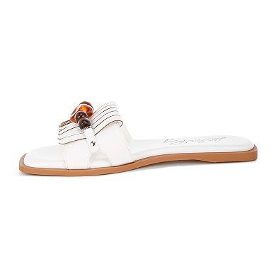 London Rag Nakasa Women's Slip-On Slide Sandals with Beaded Accents