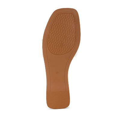 London Rag Nakasa Women's Slip-On Slide Sandals with Beaded Accents